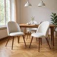 thumbnail image 1 of Homy Casa Set of 2 Modern Fabric Dining Chairs with Walnut Finish Metal Legs for Kitchen, Dining Room, and Breakfast Nook, 1 of 7