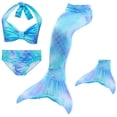 thumbnail image 1 of Girls Mermaid Tail with for Swimming, 4pcs Mermaid Swimsuit Bikini Set, 1 of 7