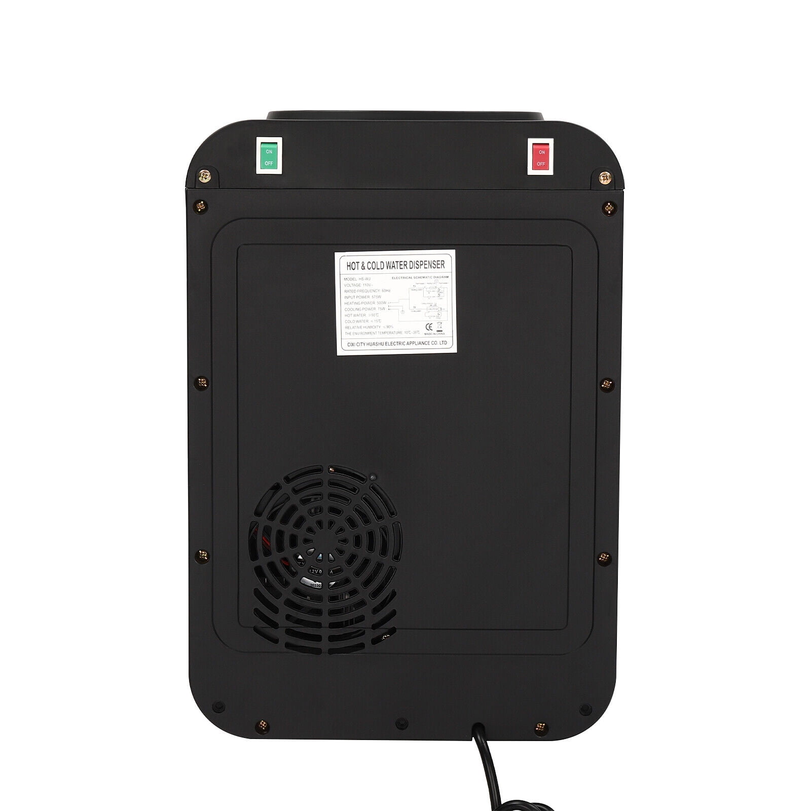 Hot/Cold Water Dispenser, Top Loading Water Dispenser Black 0.13gal Premium Countertop Water Dispenser, 10.04*9.84*14.56in