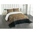 thumbnail image 3 of Ambesonne Earth Tones Quilted Bedspread Set 3 Pcs, Mosaic of Squares, Queen Size, Multicolor, 3 of 5