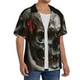 thumbnail image 4 of Haiem Realistic Rose Skull Men's Casual Shirts Short Sleeve Button Down Shirts Fashion Textured Summer Beach Shirt-XX-Large, 4 of 7