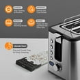 thumbnail image 2 of 2-Slice Stainless Steel Toaster 800W - Extra Wide Slots, 6 Browning Settings, Warming Rack & Timer, 2 of 5