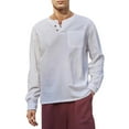 thumbnail image 4 of Chemise Homme Col en V Uni Ample à Manches Longues, 4 of 6