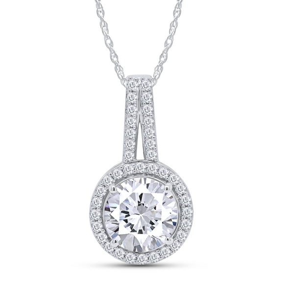 3.50 Carat Moissanite Pendant Necklace 18K White Gold Over Streling Silver D Color Ideal Cut Lab Created Diamond Necklace for Women with Certificate of Authenticity