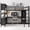 Black, variant on URTR Queen Size Metal Loft Bed with L-shaped Desk and Stairs, Bed Frame with Wardrobe, Storage Cubes and Shelves, Space Saving Loft Bed