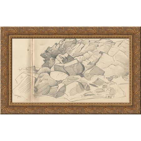 Monhegan (study) 24x18 Gold Ornate Wood Framed Canvas Art by Nicholas Roerich