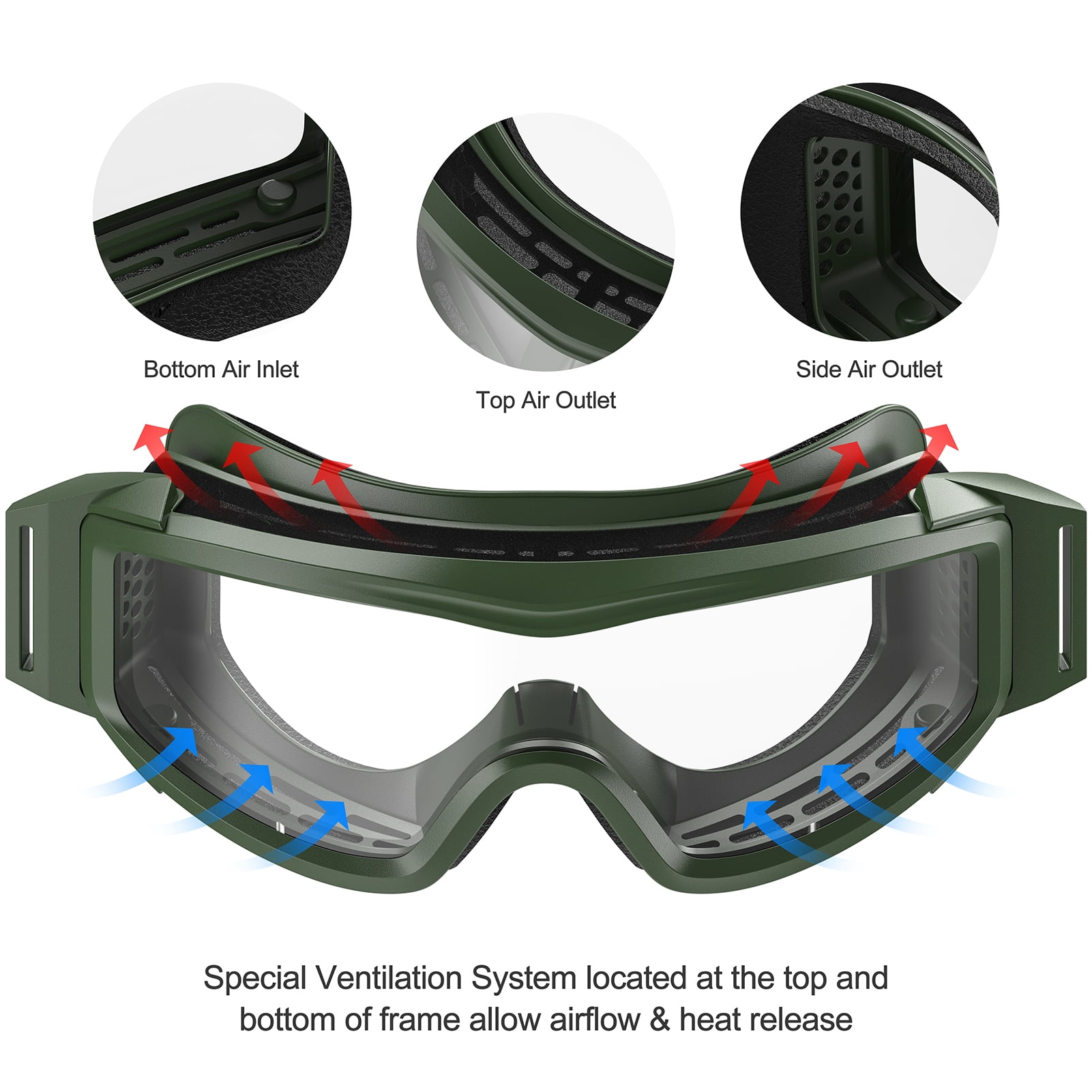 Xaegistac Airsoft Goggles Anti-Fog Ballistic Safety Glasses for Shooting and Hunting
