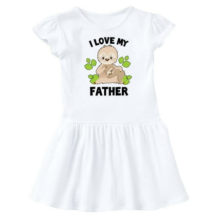 

Inktastic Cute Sloth I Love My Father with Green Leaves Gift Baby Girl Dress