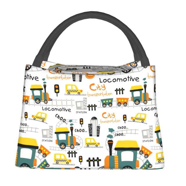 Balery Transportation Cartoon Bolsa de Aislamiento Portátil – Bolsa de Almuerzo con Forro de Aluminio Mejorado, Funda Impermeable y Fácil de Limpiar para Picnic y Caja de Almuerzo