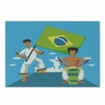thumbnail image 1 of Brazil Cutting Board, Brazilian Musicians Tropical Characters Entertaining and Waving a Flag, Decorative Tempered Glass Cutting and Serving Board, in 3 Sizes, by Ambesonne, 1 of 2