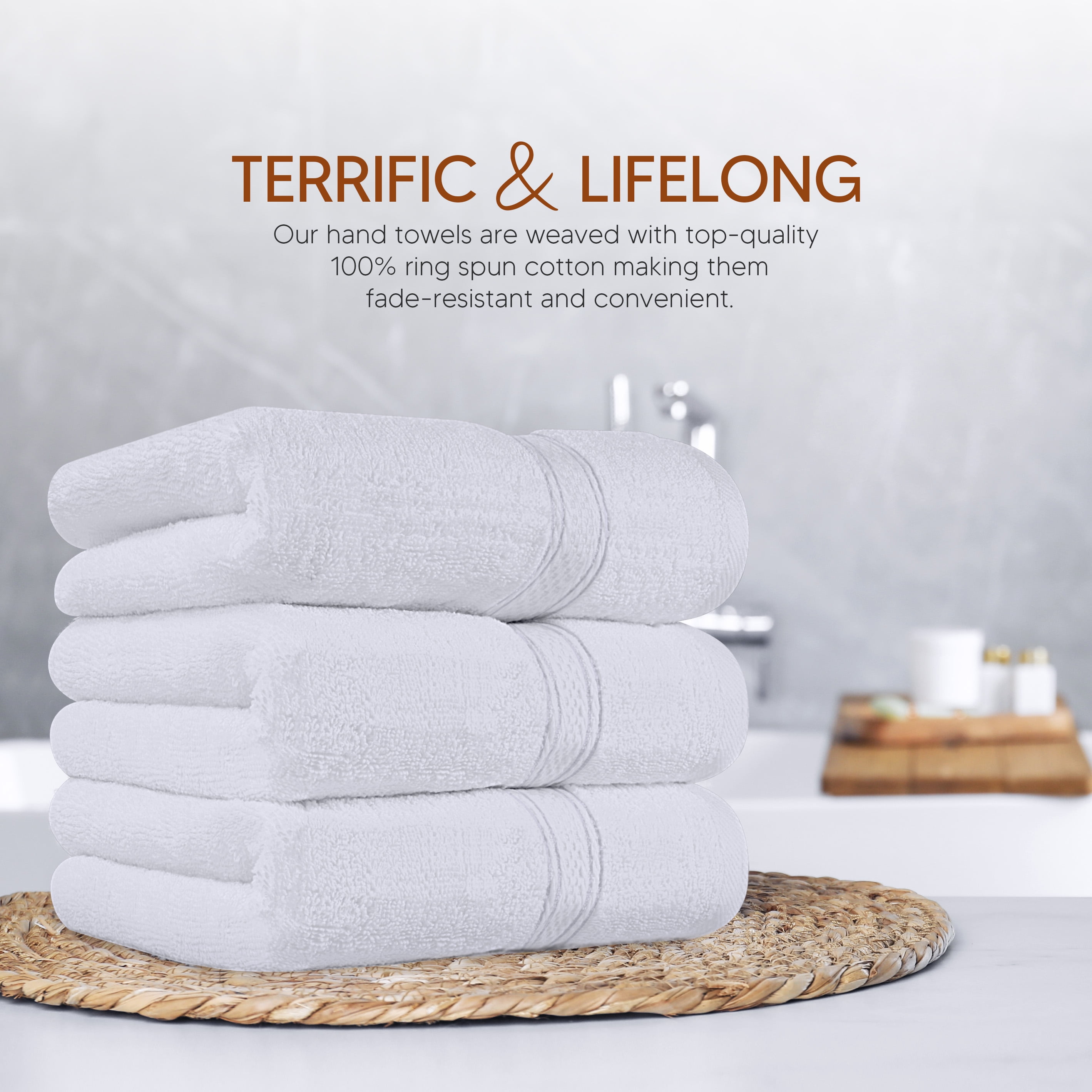 Utopia Towels 6 Pack Hand Towels, 100% Ring Spun Cotton Kitchen Towel Set, 16x28" Plush and Highly Absorbent For Hotel & Spa, Gym, Face, Hand, Bathroom 620 GSM (White)