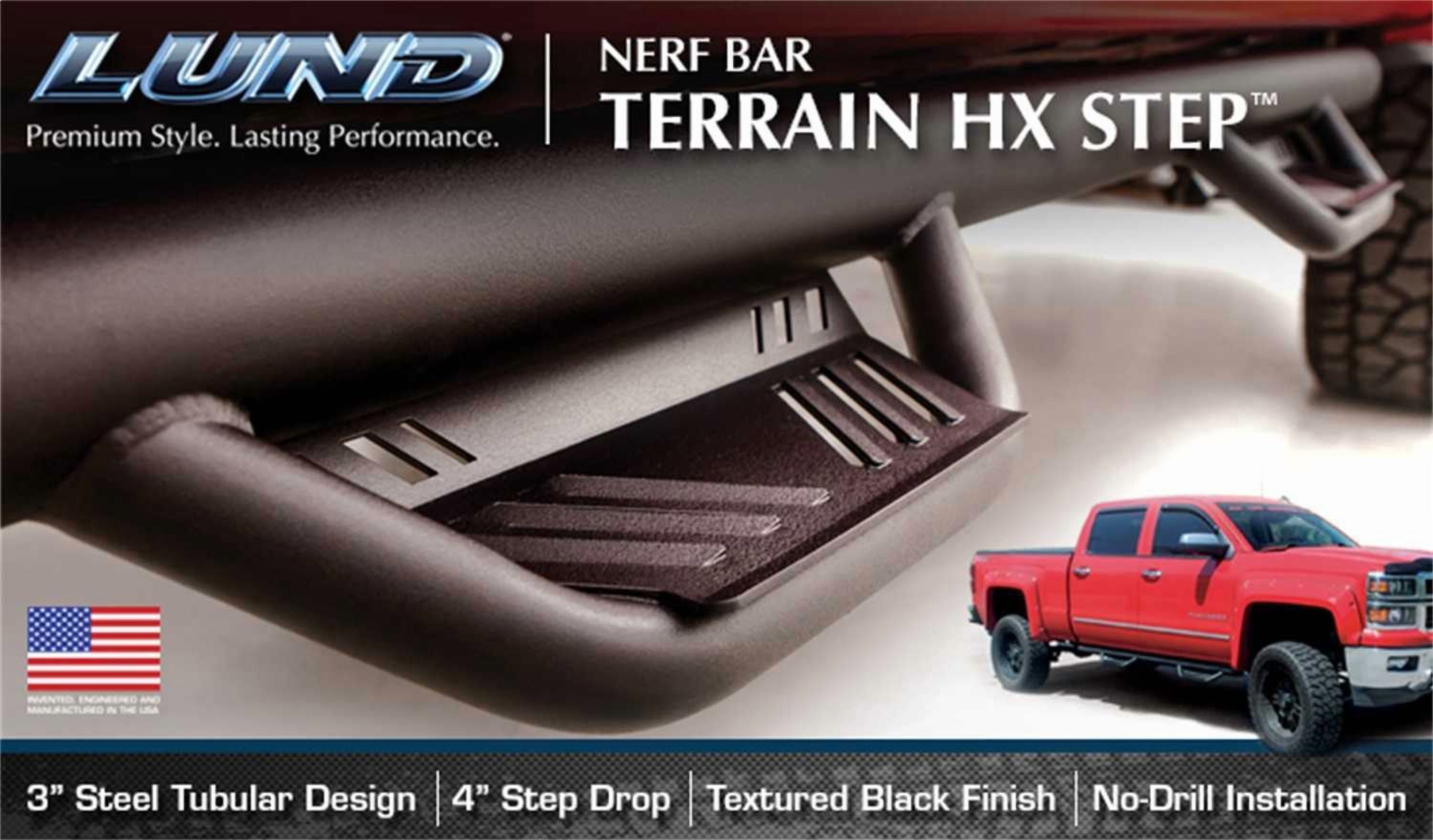 Lund 34641020 Terrain Hx Step Step Nerf Bar, Black