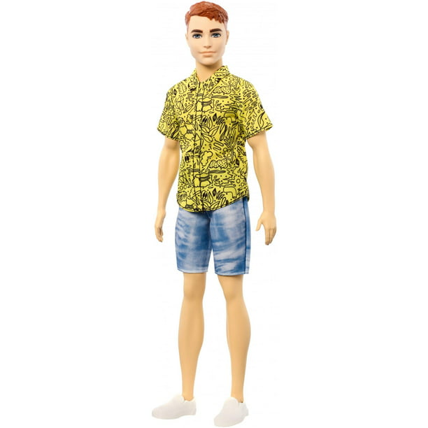 Barbie Ken Fashionistas Doll #139 With Red And Graphic Yellow Shirt - Walmart.com