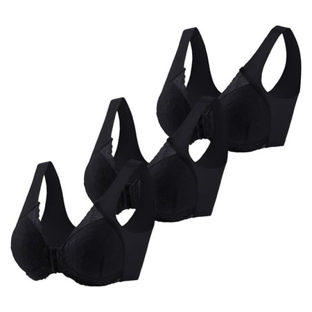 Blphud Sexy Bra Women Bras Plus Size Sports 3Pc Women s Front Side Buckle Lace Edge without Steel Ring Movement Seamless Adjustment Yoga Bra Trendy Lingerie for Women Black XXXL