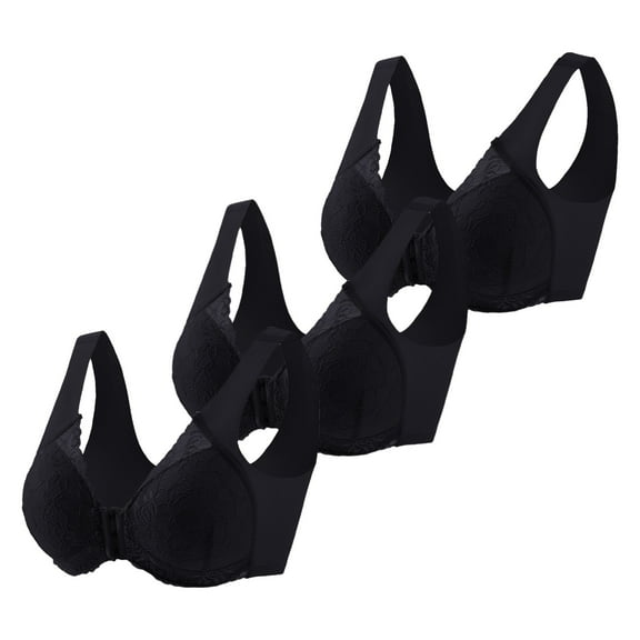 Sngxgn Women's Comfort-Strap Wireless, Full-Coverage Bra(Black,L)