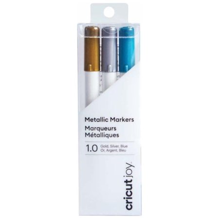 UPC: 0093573415555 | Cricut Joy Metallic Markers 1.0  Gold/Silver/Blue (3 count)  Medium Point
