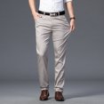 thumbnail image 4 of Pantalones de traje ajustados finos de verano para hombre, pantalones informales de algodón de negocios a la moda, pantalones caqui verde y negro, ropa de marca masculina 30-40, 4 of 5