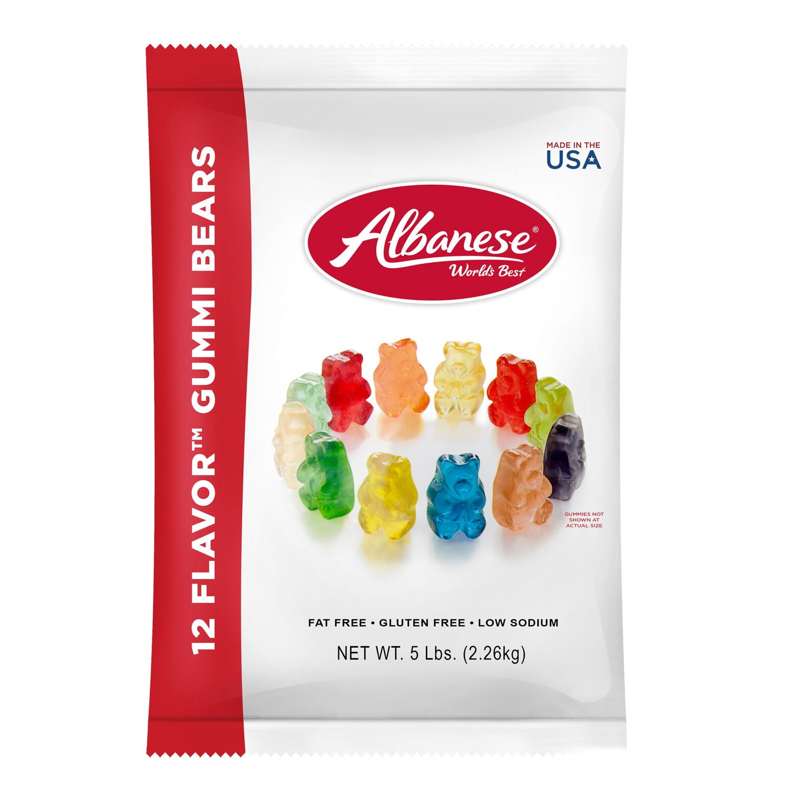 Albanese FatFree GlutenFree 12 Flavor Gummi Bears Bulk Candy, 5 Lb