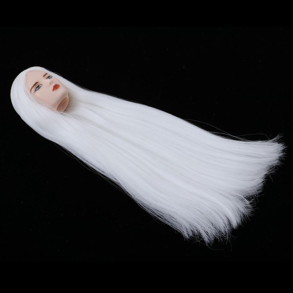 1/6 BJD Boy Male Doll Head Sculpt with White Hair Wig DIY Replacement Makeup 