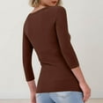 thumbnail image 5 of Women 3/4 Sleeve T Shirts Rib Knit Slim Fit Tops Basic Tee 2026 Fall Outfits Casual T-Shirt Underscrubs Layer Clothes Coffee 3XL, 5 of 5