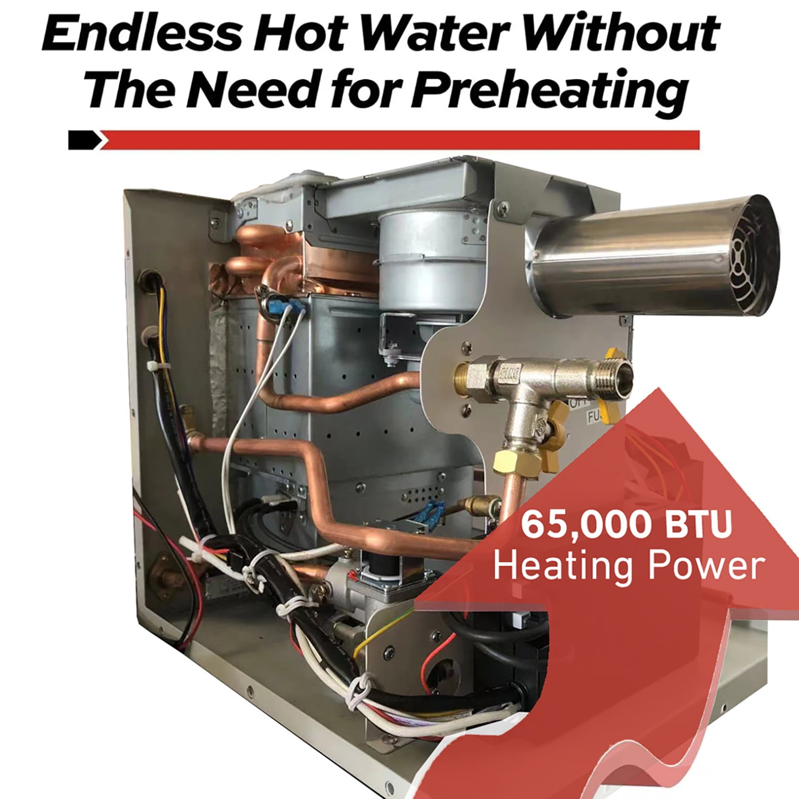RV Tankless Water Heater Propane Gas 65000BTU with Controller/Shower Accessories