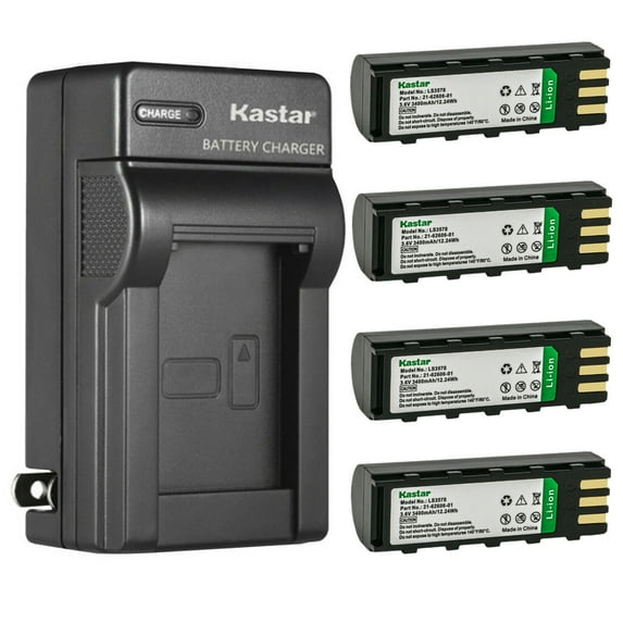 Kastar 4-Pack Battery and AC Wall Charger Replacement for Honeywell 8800, Zebra MT2000, MT2070, MT2090, Motorola 21-62606-01 Symbol 21-62606-01 BTRY-LS34IAB00-00 Zebra KT-BTYMT-01R HBM-LS3478 SY34L3-D