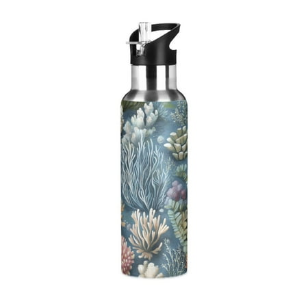 

Yayeee 33oz Double Wall Stainless Steel Water Bottle with Flip Straw Sea Plants Pattern