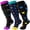Purple Blue Yellow, variant on 3 Pairs Plus Size Copper Compression Socks for Women & Men Circulation 20-30 mmHg - Better Blood Flow, Swelling , Best Support for Medical, Running, Nursing