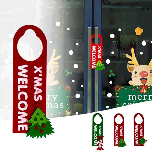 onlyliua Ofertas Del Día Liquidación Adornos Navideños: Decoración Navideña con Manija de Puerta y Número de Casa.