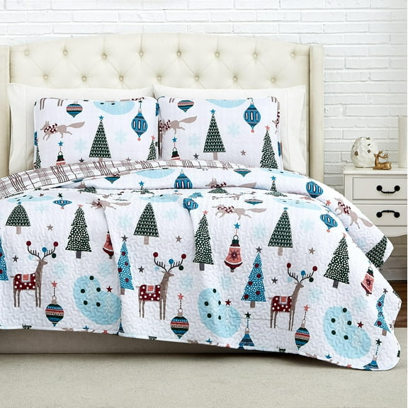 Southshore Fine Living, Inc. Winter Wonderland 3-Piece Quilt Set with Quilted Shams, Full/Queen
