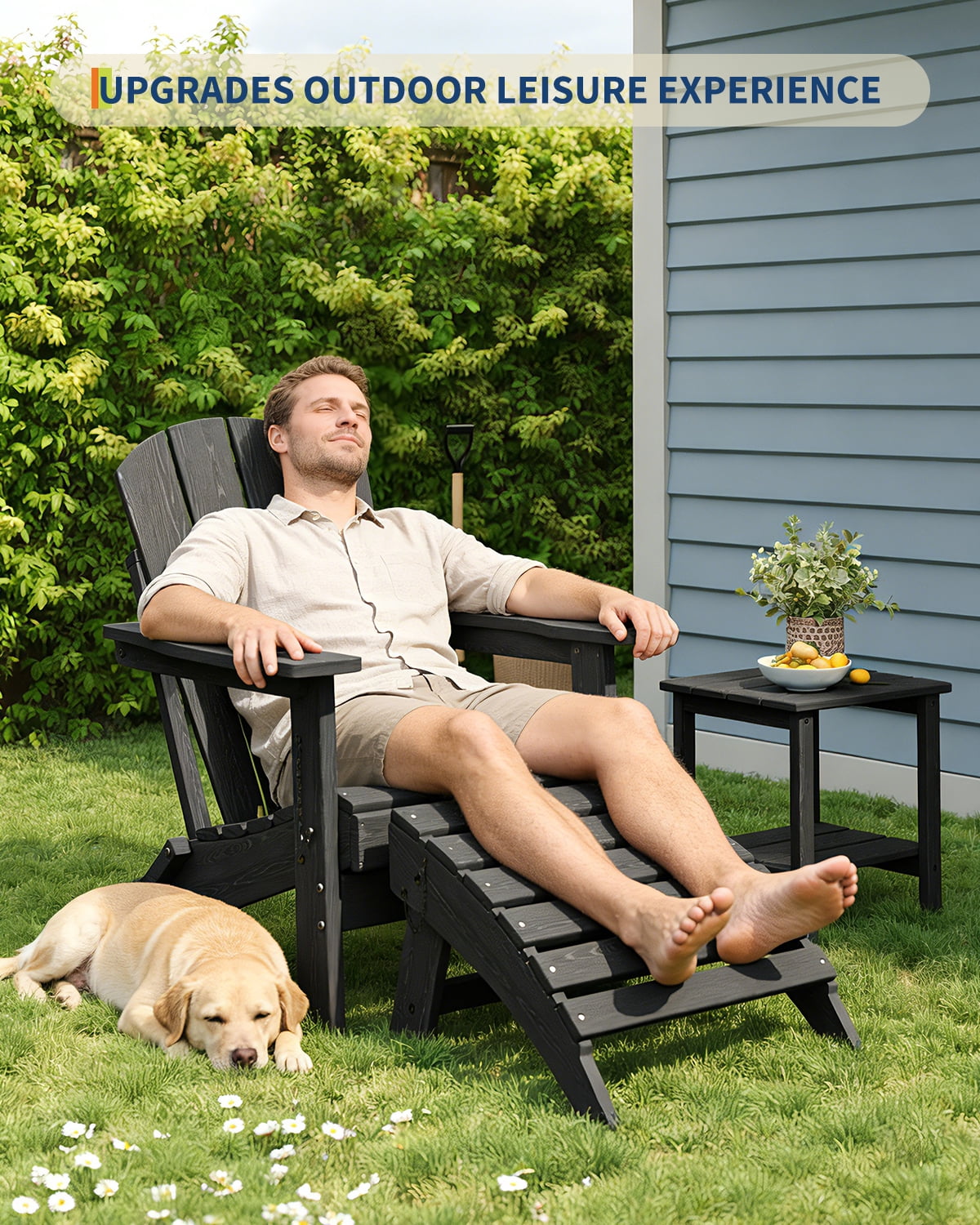 Soonbuy Folding Adirondack Ottomans, HDPE Outdoor Foot Rest for Adirondack Chair, All-Weather Patio Ottoman for Deck, Lawn, Porch and Poolside