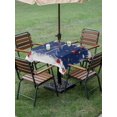 thumbnail image 3 of Outdoor Tablecloth with Umbrella Hole and Zipper, Christmas Trees Square Table Cloth 54x54 Inch Waterproof Tablecloth, Navy Blue Winter Snowflakes Xmas Balls Picnic Table Cover for Patio Camping, 3 of 7