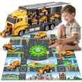 thumbnail image 6 of Construction Truck Toy Set with 6 Mini Die-Cast Vehicles - Pull-Back Engineering Cars in Storage Carrier - Kids Educational Toy Set for Boys and Girls Age 3+, 6 of 7