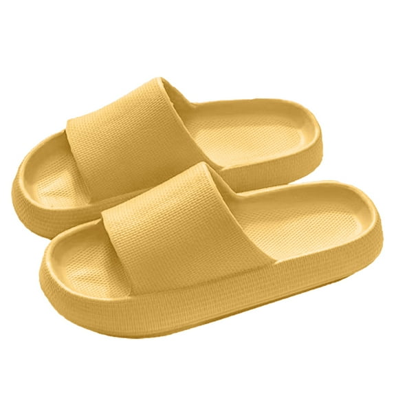 Slippers for Women and Men | Pillow Slippers Bathroom Sandals | Comfy | Cushioned Thick Soleyellow
