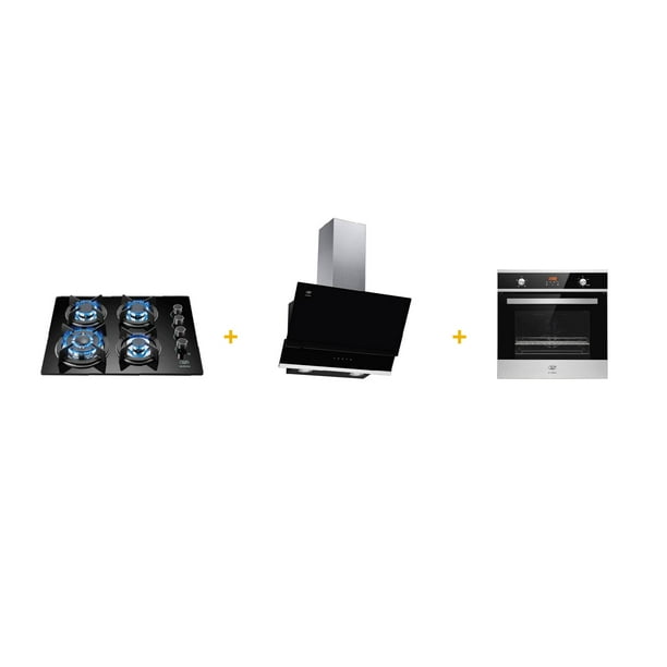 Combo Parrilla A Gas AVERA 4 Quemadores Campana 60 CM Horno Empotrable Kit completo de Cocina VT4CEA60CHE01NAT