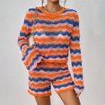 thumbnail image 1 of Conjunto De 2 Piezas Para Mujer Conjuntos de top y pantalones cortos de manga larga para mujer Slim Fit Knit Casual Cuello redondo Ropa diaria Cgtredaw Naranja L para Mujer, 1 of 1