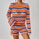 thumbnail image 1 of Conjunto de pantalones cortos de suéter para mujer Cómodo tejido ahuecado Bloque de color Cuello redondo Ropa diaria Hugtrwg Para estrenar, 1 of 9