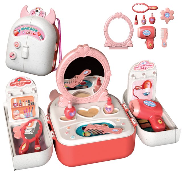 Mochila Estilo Juguetes Kit de maquillaje para niños Mesa de maquillaje Juego de juguetes con estuche de almacenamiento para 3 años o más Niñas Niños Cumpleaños Regalo de Navidad Abanopi Mochila