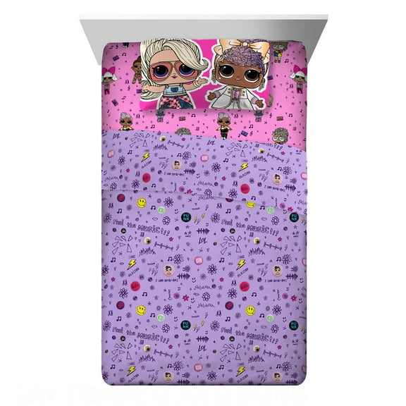LOL Surprise! Kids Twin Full Sheet Set, Purple and Pink