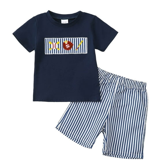 eczipvz 9-12 Month Boy Clothes Toddler Baby Boy 4th of July Outfits Usa Short Sleeve T Shirt Tops and Solid Shorts Independence Day Clothes(Dark Blue,12-18M)