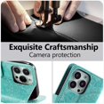 thumbnail image 3 of Mandala Phone Cover for iPhone 14 Pro Max, Ultra Slim Flip Case with Card Slot, Magnetic Closure, Embossing PU Leather Case with Stand Function and Lanyard, Foldable Motif - Green, 3 of 17