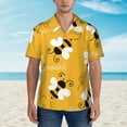 thumbnail image 2 of Kll Men'S Hawaiian Shirt Short Sleeve Button Down Beach Shirts-Cute Bee Butterfly Yelllow, 2 of 7