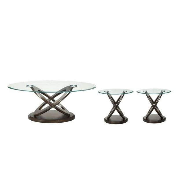 3 Piece Coffee Table Set With Glass Top, Round Glass Coffee Table Set Of 3