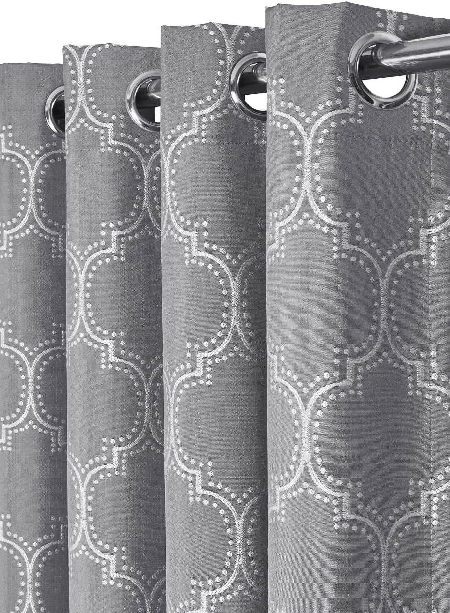 Sheetsnthings Alana 54-Inch Wide x 108-Inch Long Panel, Set of 2 Jacquard Thermal Insulated Blackout Curtains, Grey