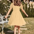 thumbnail image 6 of Busydd Princess Dresses for Girls 5-16 Years Fashion Performance Mesh Round Neck Girls Formal Dress Solid Color Short Sleeve Flowy Dress 5-6 Years, 6 of 6