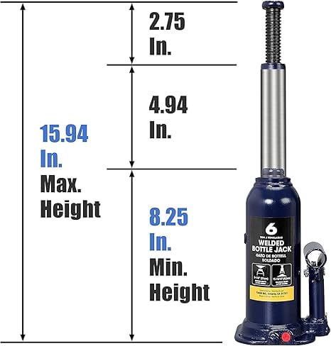 BIG RED 6 Ton (12,000 LBs) Torin Welded Hydraulic Car Bottle Jack for Auto Repair and House Lift, Blue, AT90603UR