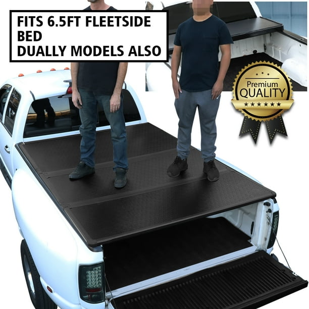 For 1999 To 2018 Ford F250 F350 F450 Super Duty Fleetside 6 5ft Short Bed Hard Solid Tri Fold Tonneau Cover Walmart Com Walmart Com