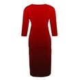 thumbnail image 4 of Jinhomg Fashion Pregnancy Dress for Women 3/4 Sleeve Gradient Color Bodycon Dress Slim Fit Comfy Crew Neck Midi Maternity Dresses Red M, 4 of 5