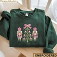 thumbnail image 2 of Embroidered Pink Nutcracker Christmas Sweatshirt, Festive Holiday Nutcracker Trio Sweater, Holiday Party Outfit, Merry Xmas Pullover, 2 of 5