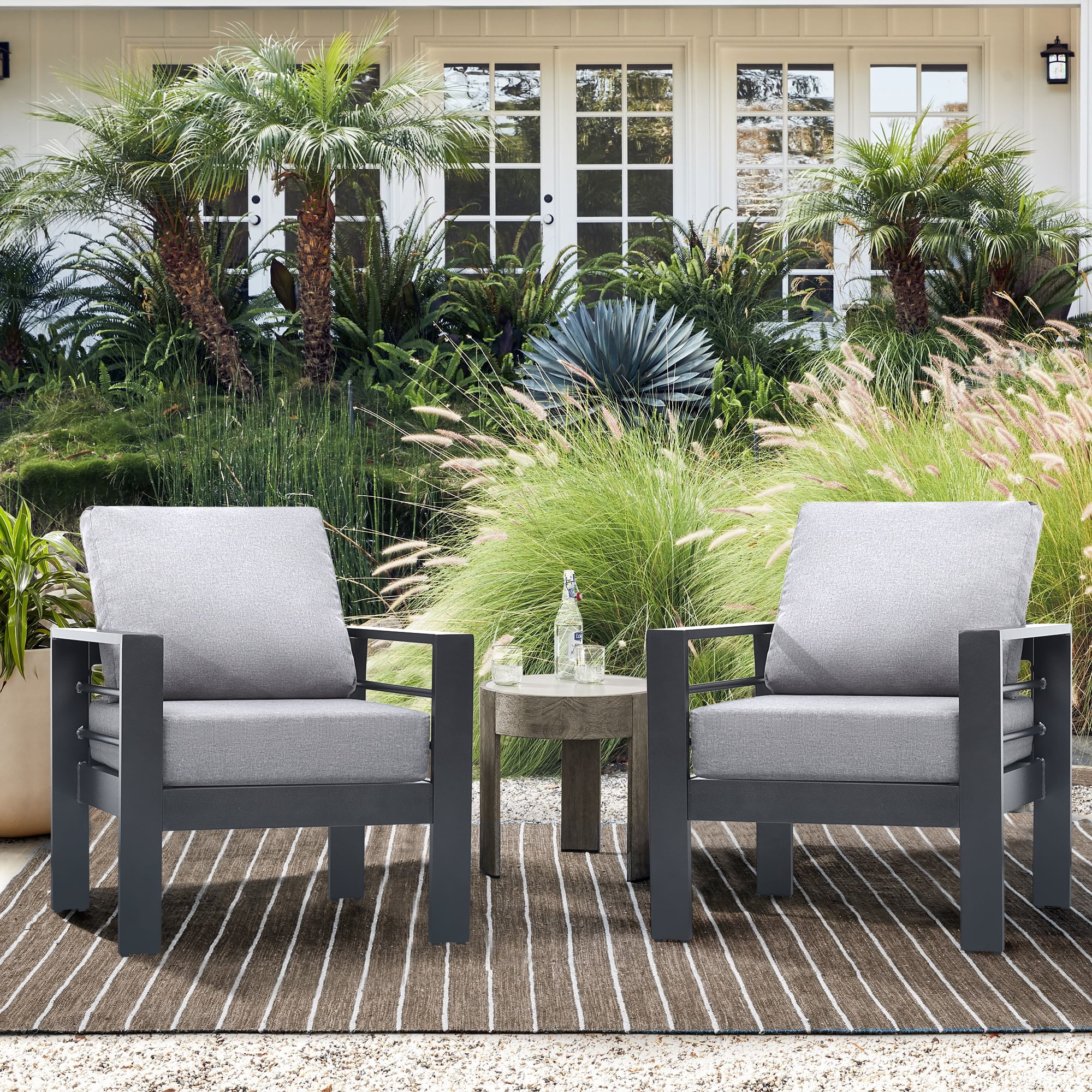 July’s Song Outdoor Chairs Set of 2,2 PCs Aluminum Patio Chairs, Modern